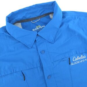 Cabelas Guidewear Shirt Mens Large Blue Fishing Hiking Vented Long Sleeve Pocket